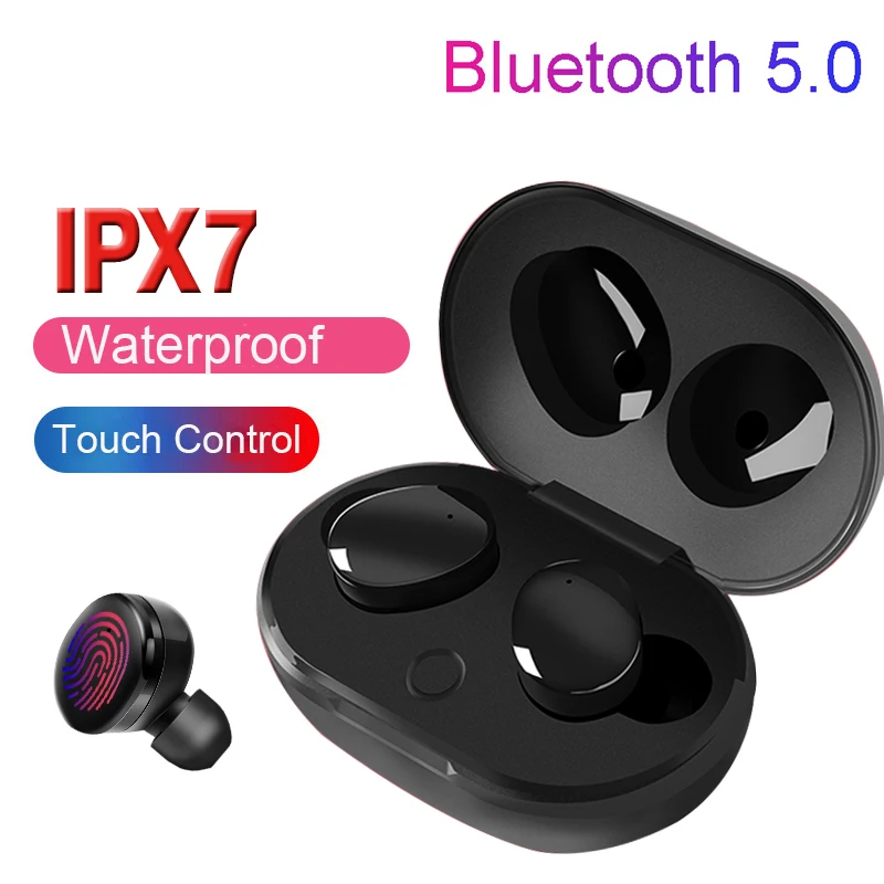 

2019 Bluetooth 5.0 Earphone True Wireless Earbuds IPX7 Waterproof Touch Control Stereo Headset with Charging box