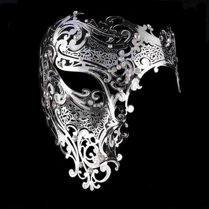 Маска череп металл Хэллоуин стразы половина лица Венецианский маскарад Мужчины Женщины Череп филигранные вечерние маска X