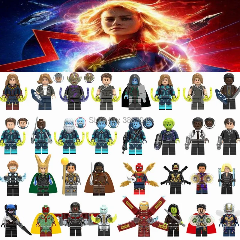 

Legoings Super Heroes Captain Marvel Ronan the Accuser Carol Danvers Mar-Vell Nick Coulson Model Building Kits Toy For Children