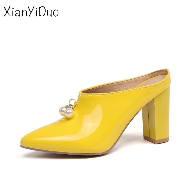Las rojo blanco Fuera Dedo Apricot Desnudo Tamaño negro Amarillo Fino Del Verano Cristal Flip 47 Pie Cerrado 34 De Super 9 Flops amarillo Mujeres Zapatillas k Xianyiduo Plus Tacones Zapatos pxn4fw