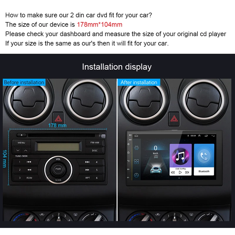 7 pulgadas Android8.1 2 Din Car DVD radio Multimedia Player navegación GPS Universal para Nis san peugeot toyota doble din autoradio