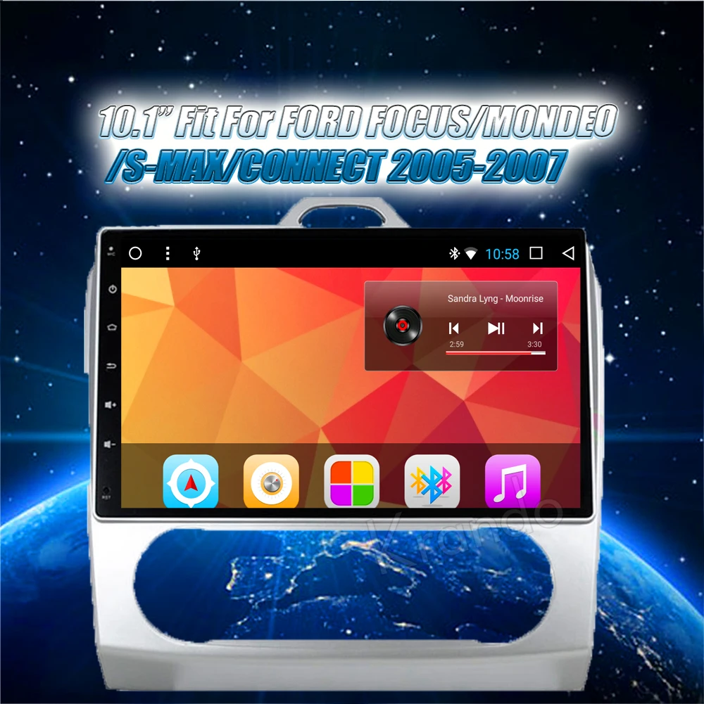 Perfect Krando Android 8.1 10.1" IPS Full touch Big Screen car Multmedia system for FORD FOCUS 2005-2007 audio player gps navigation 5