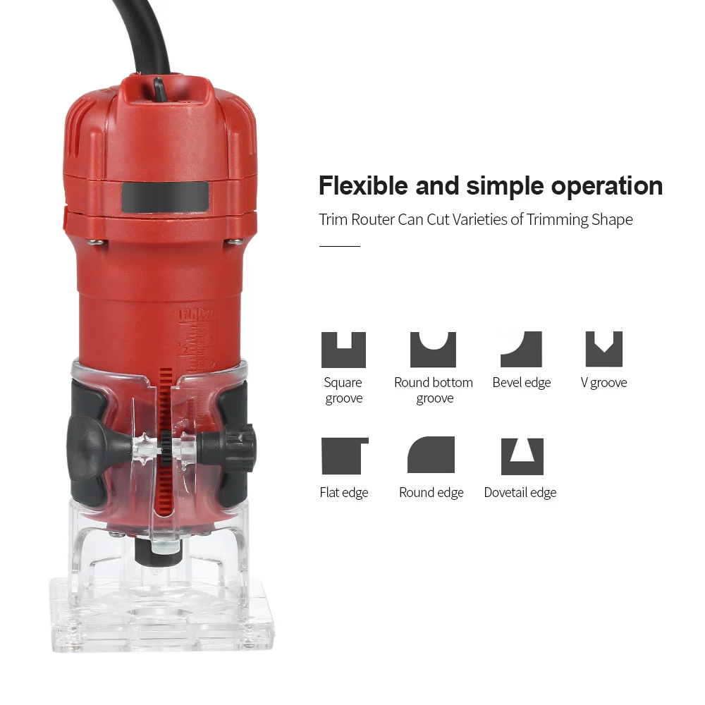 

N3700-1 Trim Router Transparent Base Edge Guide Wood Laminate Trimmer Compact Palm Router Woodworking Trimming Slotting Notching