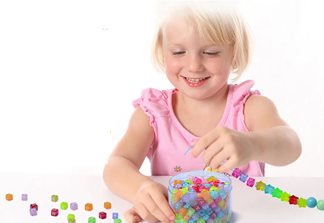 Акриловые бусины DIY игрушки ювелирные бусы с коробкой для детей креативная сетка