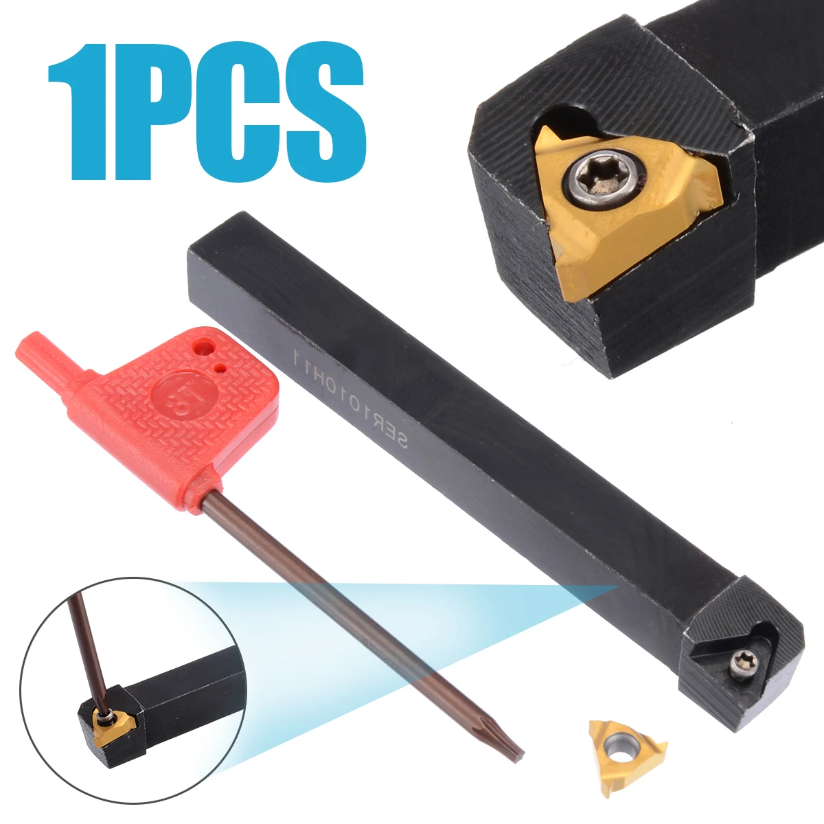 

1pc SER1010H11 Lathe Turning Tool Holder Boring Bar + 1pc 11ER AG60 Insert with Mayitr Wrench