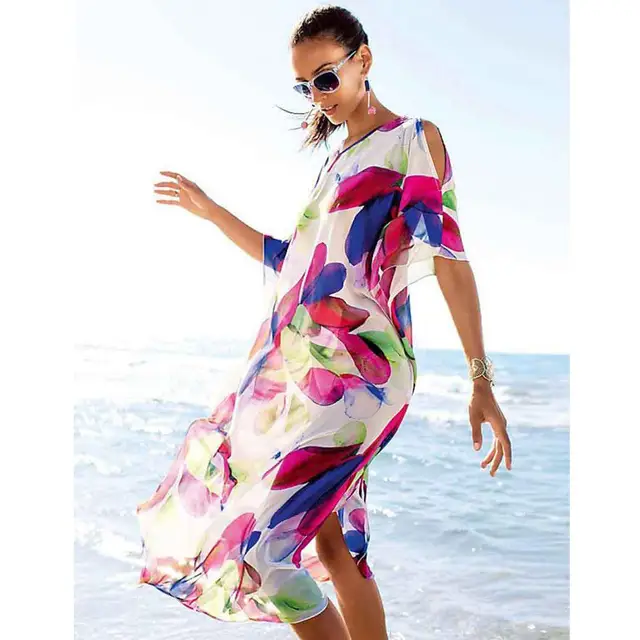 Special Price Sleeve Swimwear Cover Short Bikini Split Women For Floral Cover-up Printed Up Hem Beachwear Summer Woman Special Price Sleeve Swimwear Cover Short Bikini Split Women For Floral Cover-up Printed Up Hem Beachwear Summer Woman