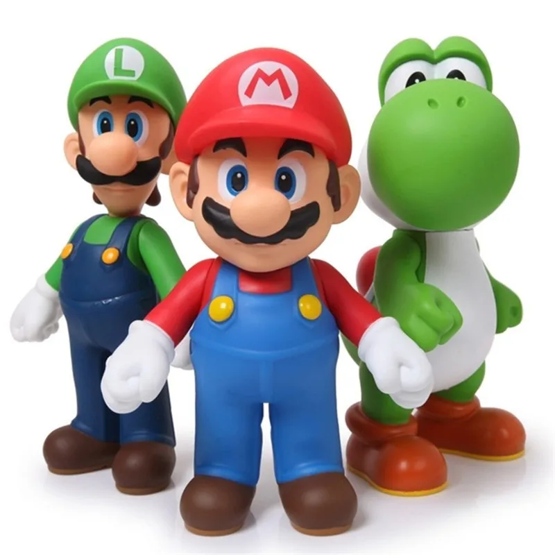 Экшн фигурки Super Mario Bros Луиджи Марио Йоши из ПВХ Коллекционная модель игрушки 11 12