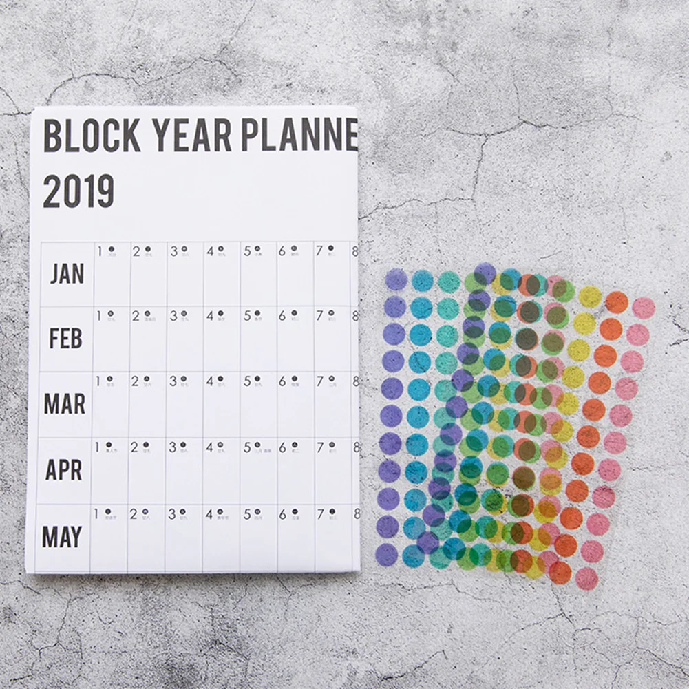 2019 Yearly With Sticker Dots Style Organiser Study Agenda Paper Annual Schedule Wall Planner Calendar Stationery Office Buy At The Price Of 2 49 In Aliexpress Com Imall Com