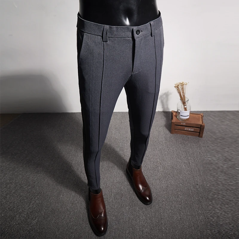 Фирменные новые приталенные мужские деловые брюки, повседневная официальная одежда, мужские брюки высокого качества, мужские брюки