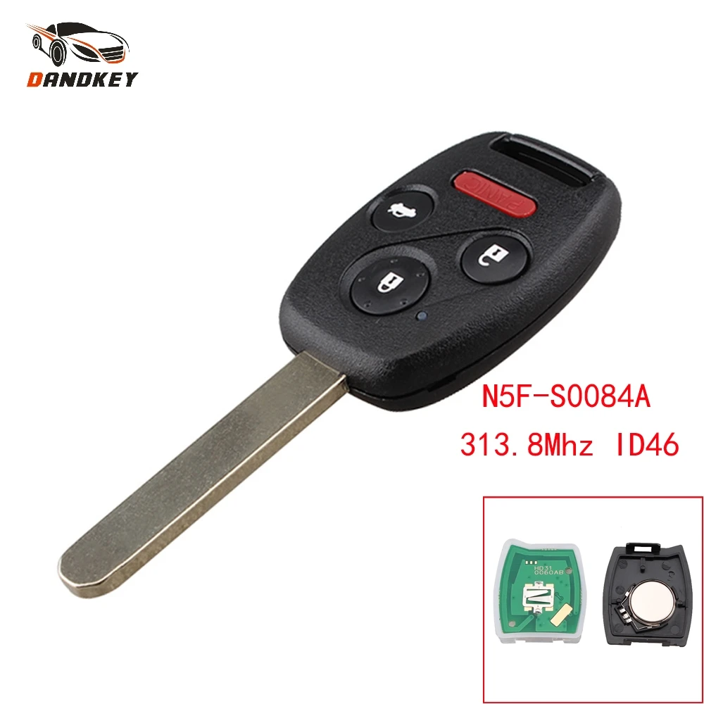 Dandkey 3 + 1 4 кнопки умный дистанционный ключ брелок от машины для Honda Odyssey Civic EX Si 2006 2011