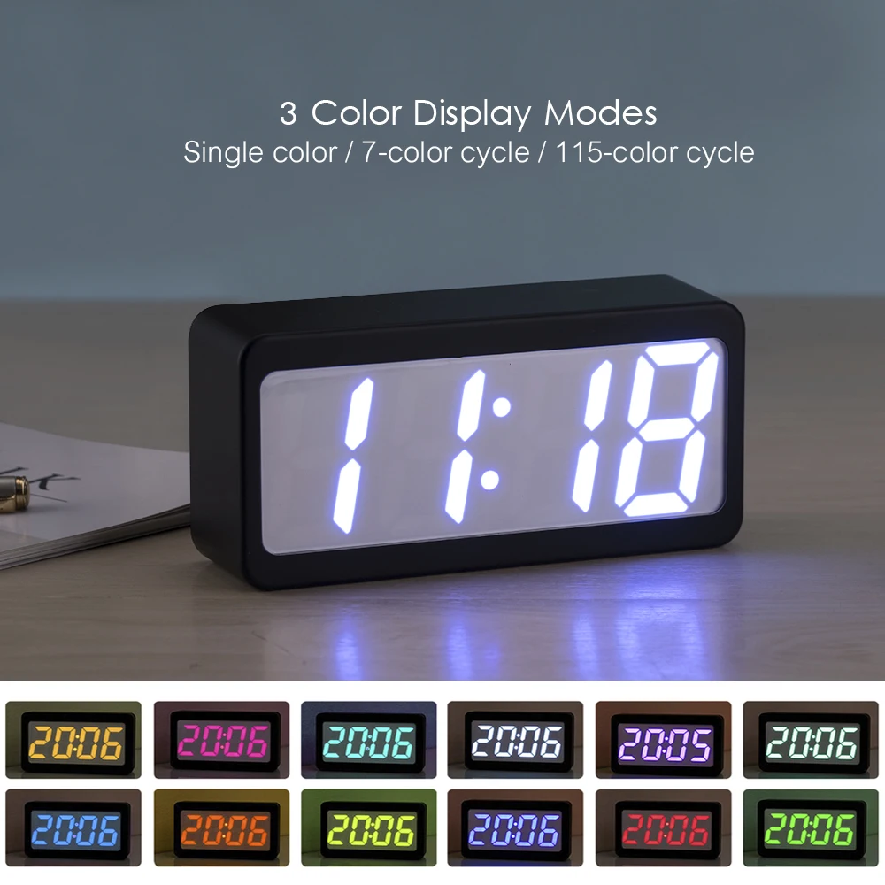 Цифровой будильник время/температура/Отображение даты RGB LED USB/питание от