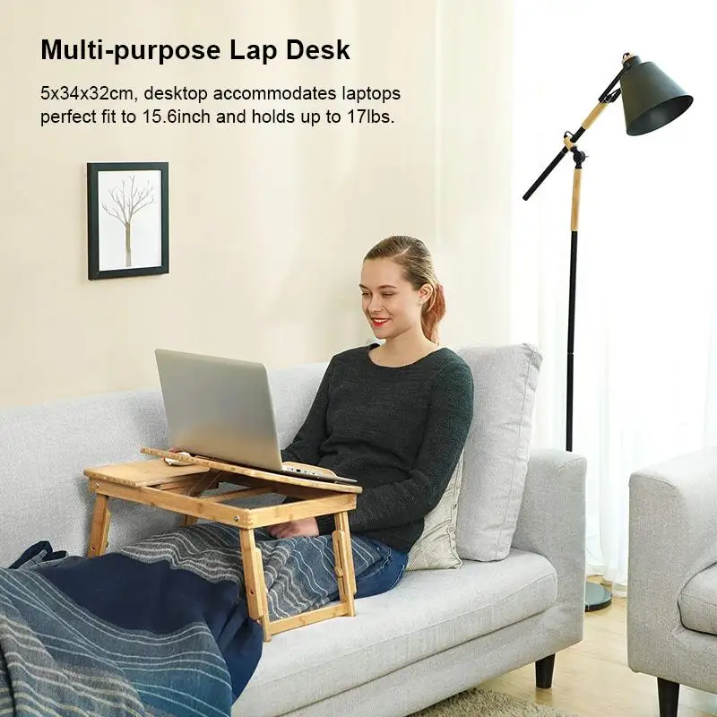متعددة الوظائف طاولة السرير مكتب Lapdesk الجدول خشب متين الخيزران الكمبيوتر المحمولة الإفطار الجدول أريكة سرير 2018 مضاد للانزلاق قطاع