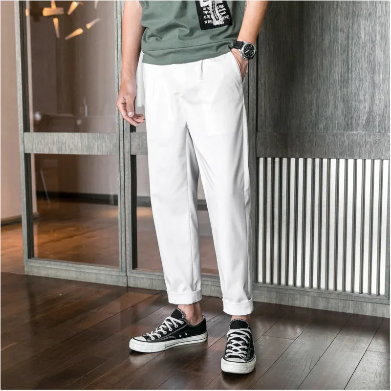 Men's Casual Trousers 2019 Four Seasons New Style British Tide Slim Feet Pants Youth Popular Loose Pants Casual Men's Clothing