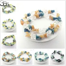 Подарок на день матери элегантные ювелирные изделия натуральный камень смешанные драгоценные камни чип бусины эластичный браслет 15"