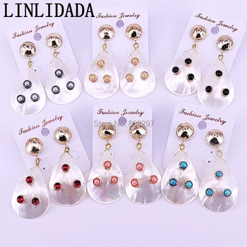 

5Pair Fashion drop Shape Nature White Shell Dangle Earrings For Women Gold Elegant Earring