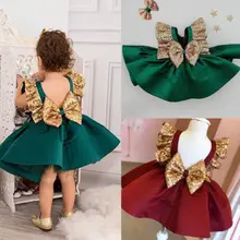 Вечерние платья принцессы с открытой спиной для маленьких девочек пышное платье подружки невесты на свадьбу, торжественные платья с бантом