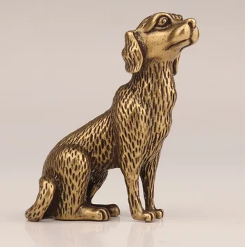 

Chinese Unique Brass Statue Figurine Solid Cast Hound Animal Crafty Handicraft