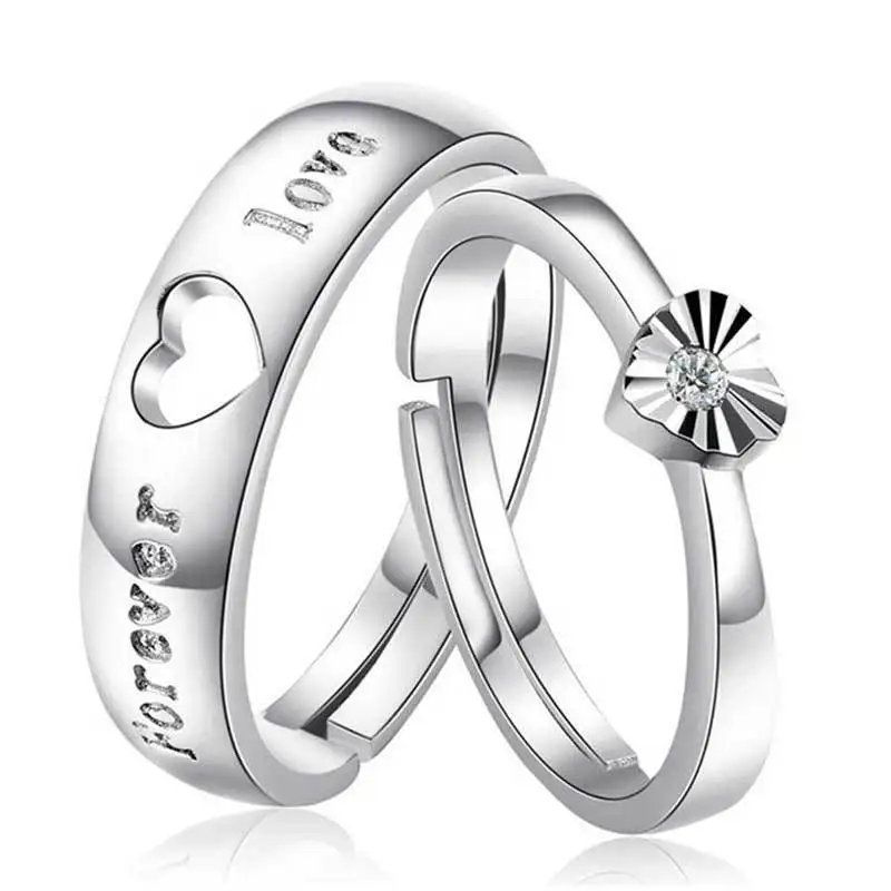 

2019 New Fashion Couple Rings Wedding Anniverysary Engagement Love Heart CZ Ring Unique jewelry Valentine's Day Gift for Lover