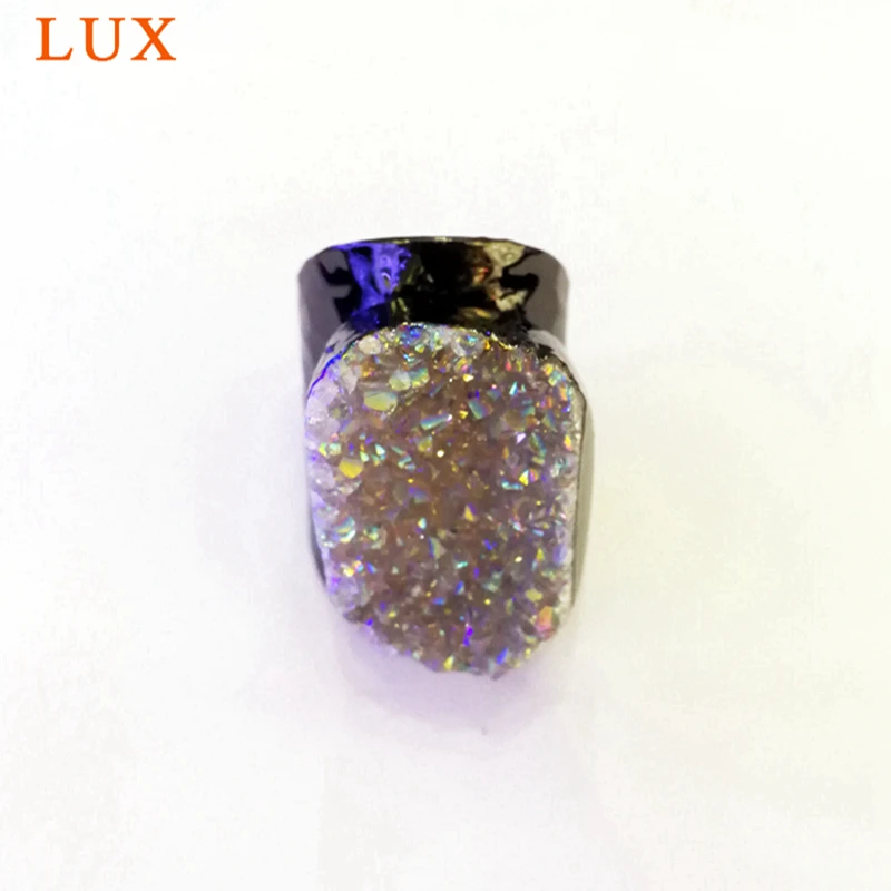 

Luxe Druzy Ring Oval drusy black ring white druzy jewelry bridal wild rough gems ring black custom rings