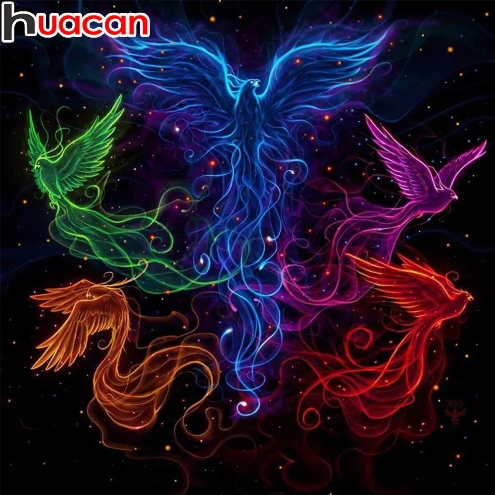 

HUACAN Full Square Diamond Embroidery Phoenix 5D DIY Mosaic Picture Of Rhinestone Animal Diamond Painting Decor Home Gift