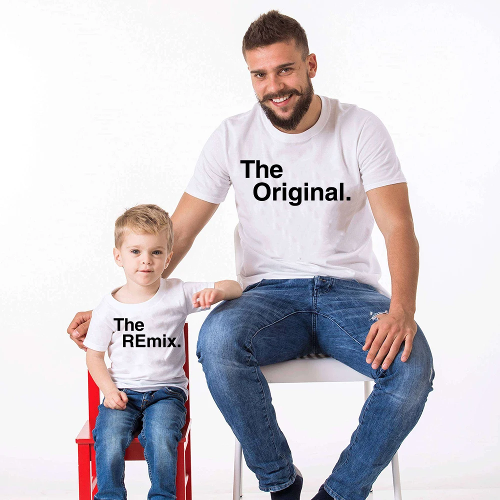 

Family Look Fashion Family Matching Outfits Letter Printed The Original Remix Family T-shirts Father and Son Clothes