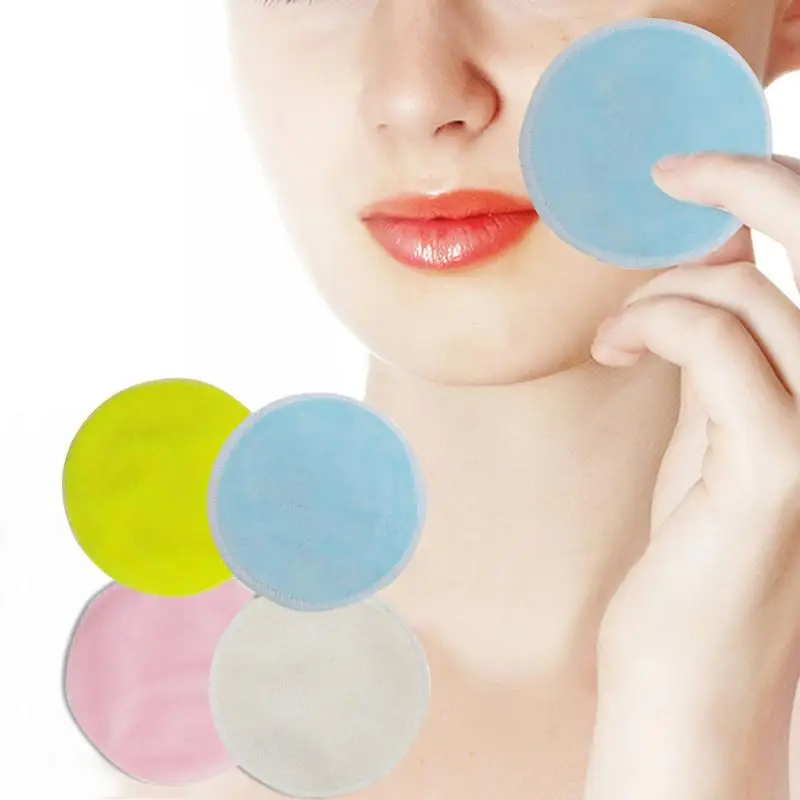 

Radom Color 10pcs Bamboo Cotton Reusable Skin Care Face Wipes Washable Deep Cleansing Cosmetics Tool Round Makeup Remover Pad