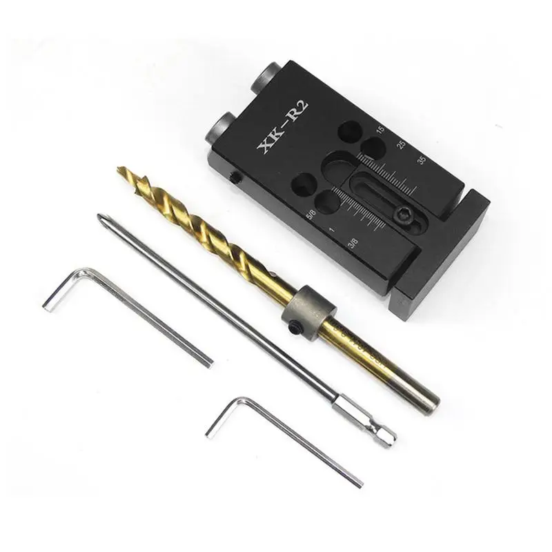 

XK-R2 Woodworking Reamer Positioner Kit Angle Drill Guide Set Hole Puncher Locator DIY Woodworking Pocket Hole Jig Drill Tool