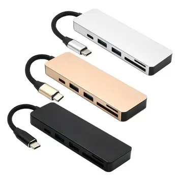 

5 in 1 Type-C HUB USB-C to USB3.0 SD TF Card Reader Type-C Adapter Cable