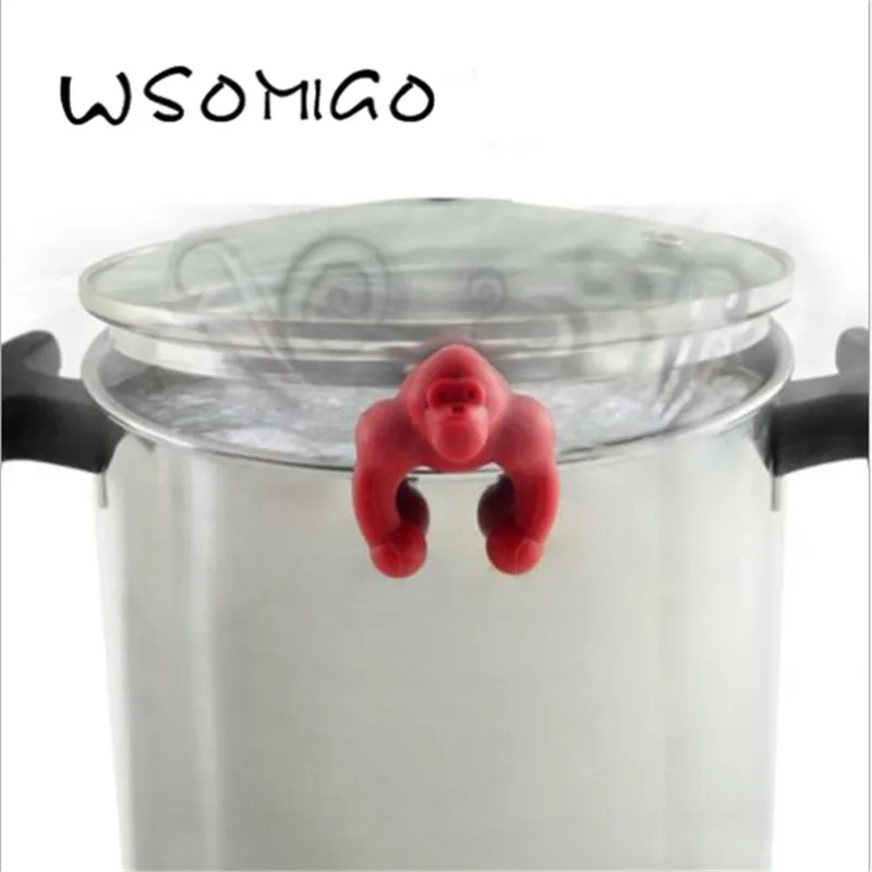 

1pcs kitchen accessories silicone gorilla lid lift anti-overflow kitchen gadget tea bag holder lid overflow device bracket -C