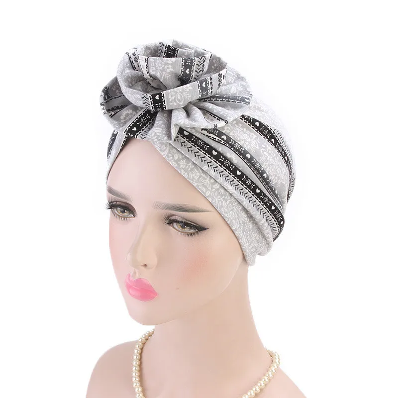 Женская шапка-тюрбан в богемном стиле, хиджаб с цветочным узором, шапка s Beanie, женские аксессуары для волос, индийская шапка, мусульманский шарф, шапка для выпадения волос