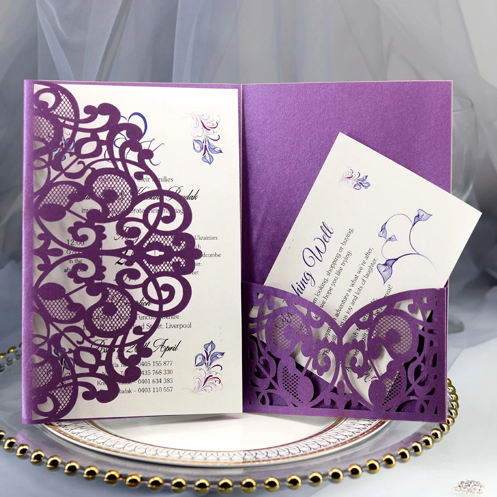  10pcs/set Lace Cut Wedding Invitations Cards Greeting Business Invitations Cards Party Supplies 201 - 32991104650