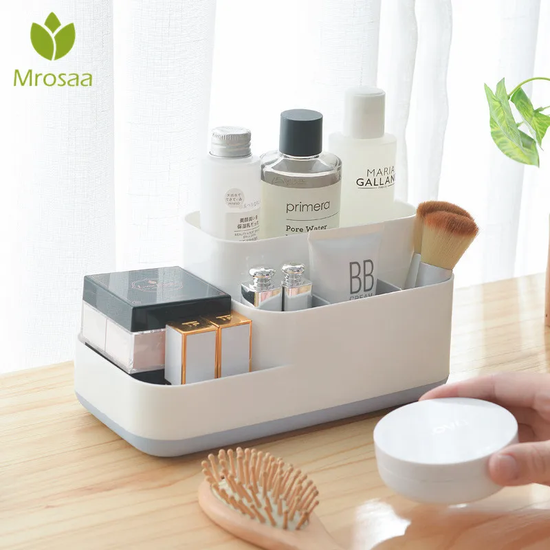  Plastic Makeup Organizer Bathroom Storage Box Cosmetic Organiser Office Desktop Make Up Jewelry Sto