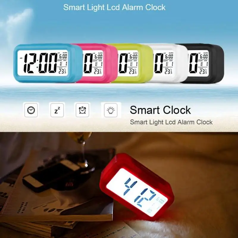 Домашний умный температурный Будильник прямоугольник Бесшумная подсветка электронный цифровой подарок домашний офис Гостиная Украшение поставщик