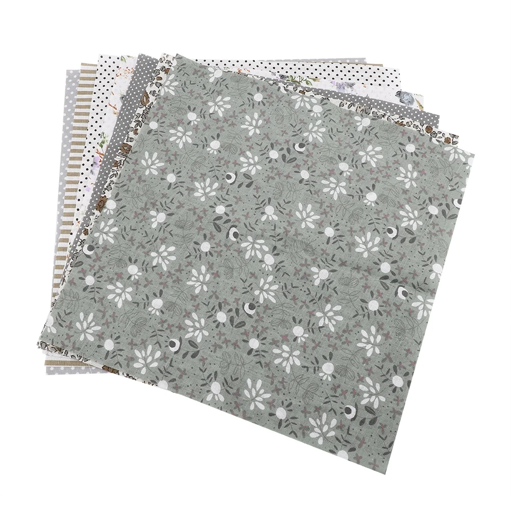 

7pcs Cotton Fabric DIY Assorted Squares Sewing Blanket Pre-Cut Square Printing Quilt Bedding Suite Quarters Bundle Grey Series