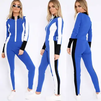 

2Pcs Set Women Loungewear Tracksuit Zipper Sweatshirt Sports Jogging Top + Pants Spring and Summer