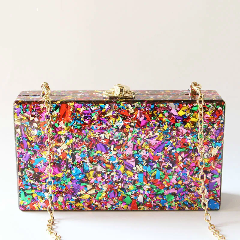 Colorful Acrylic Clutches Women Messenger Shoulder Handbag Lady Fashion