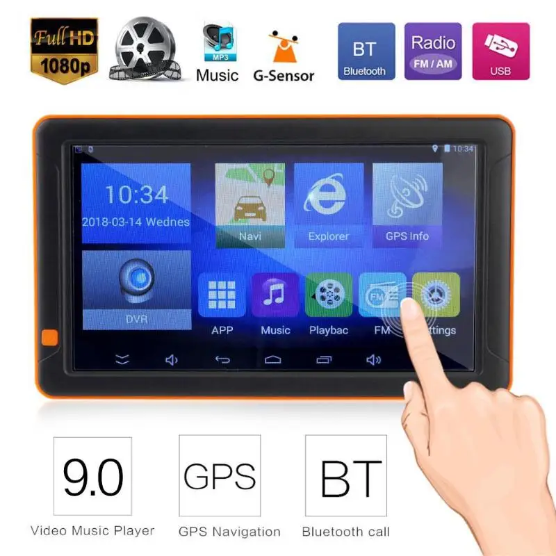 

9 inch HD Car GPS Navigation Bluetooth Night Vision GPS Sat WiFi FM MP3/MP4/MP5 Player 16G AVIN Truck Nav Map Navigators New