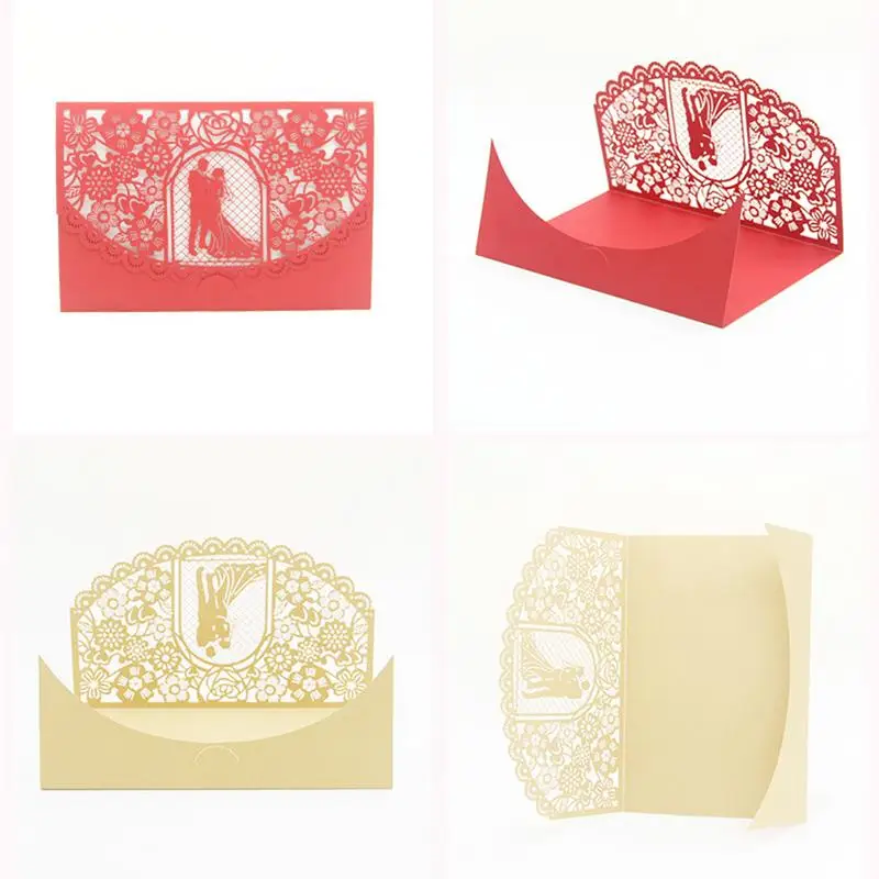  10PCS/Pack Hollow Bride and Groom Wedding Invitation Card European Style Innovative Personalized We - 32965470697