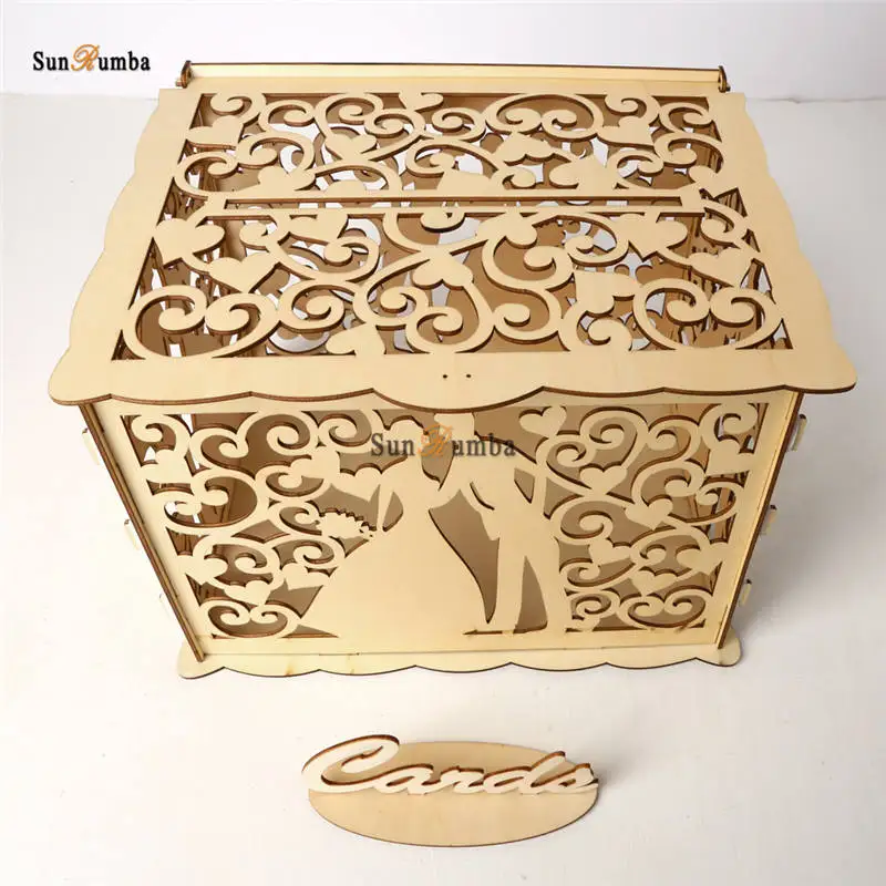 

Wooden Wedding Card Box Holder DIY Vintage Wedding Decor Well Money Box Envelope Keepsake Boxes Gift Wooden Party Decoration