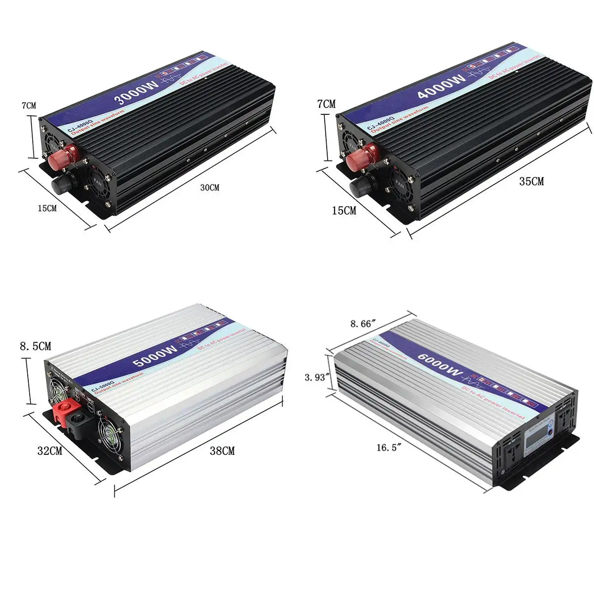 Инвертор 12 V/24 V к переменному току 220V 3000/4000/5000/6000W Напряжение трансформатор с немодулированным синусоидальным сигналом Мощность преобразователь Светодиодный Дисплей