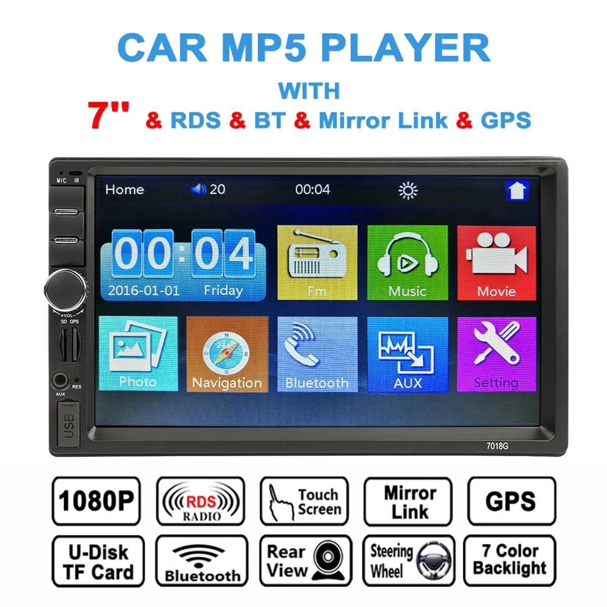 

Android Universal Car Radio 7" 2 Din Car Radio GPS Android Car DVD Player GPS Navigation Wifi Bluetooth Mp5 Player Car Monitor