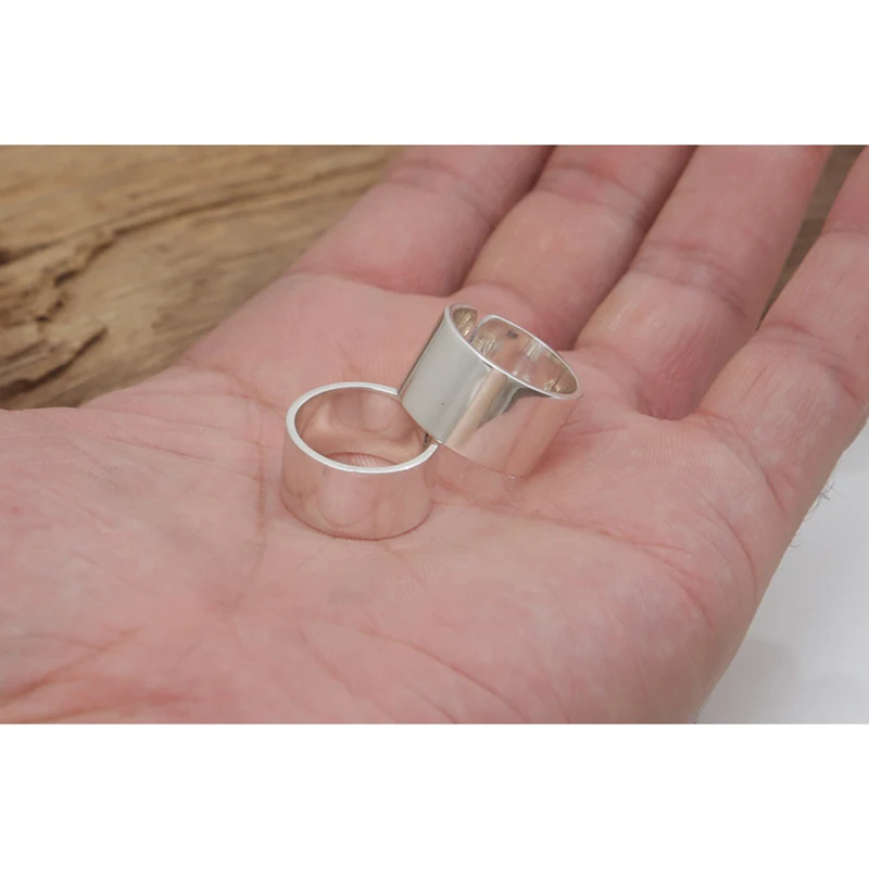 S999 Настоящее серебряное кольцо 12 мм и 10 мм в ширину для мужчин и женщин ювелирные изделия Регулируемые кольца для пальцев GR721
