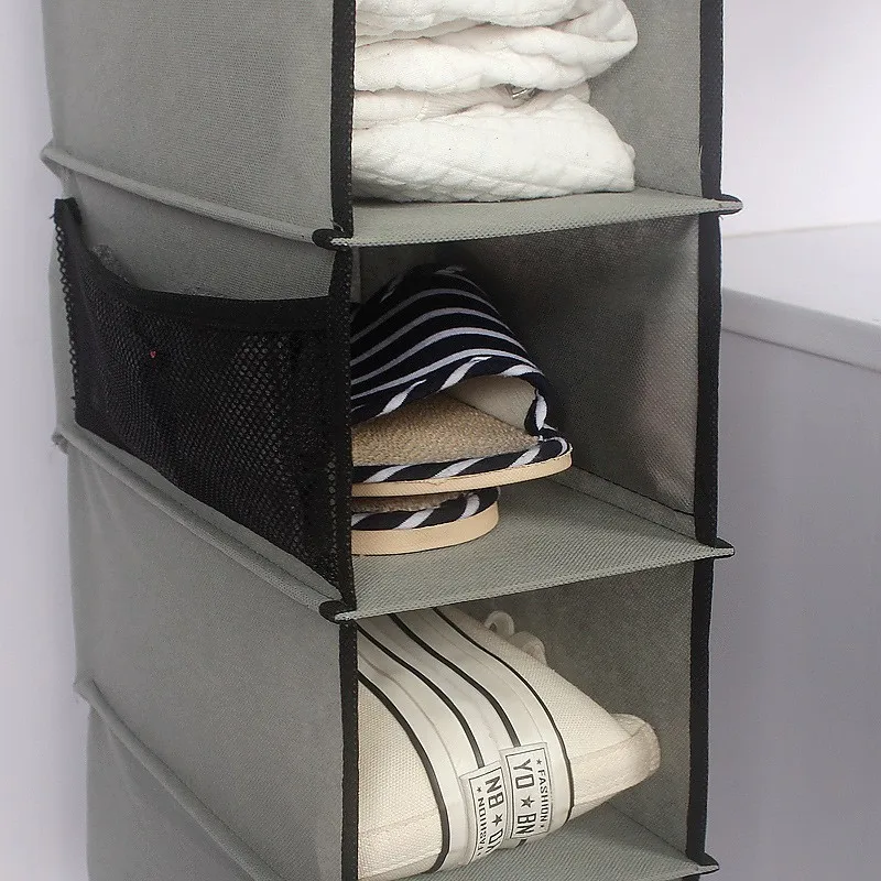 Non-Woven Fabric Hanging Closet Organizers Clothes Shoes Home Storage Organization Self-contained Cloth Bag Cupboard Shelves