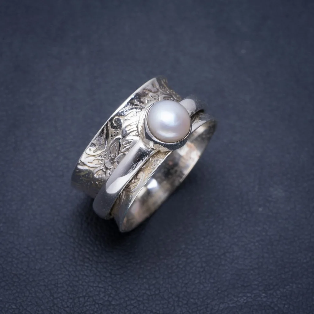 

Natural River Pearl Handmade Unique 925 Sterling Silver Ring 7 A1053