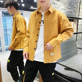 

Spring New Dress Shirt Men Fashion Solid Color Casual Shirt Man Streetwear Trend Wild Loose Long-sleeved Shirt Male M-3XL