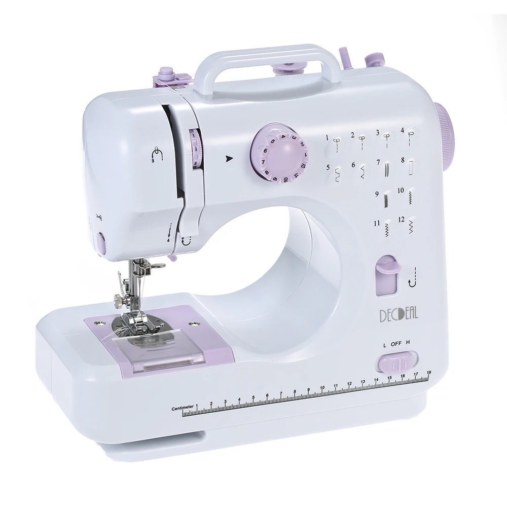 

Electric Household Sewing Machine Speed Adjustable Replaceable Foot with Pedal LED Light 12 Built-in Stitch Patterns EU US Plug