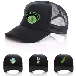 Рик и Морти шапка для косплея женщины мужчины Snapback отрегулировать летние сетчатые черные кепки для мальчиков и девочек солнца Кепки