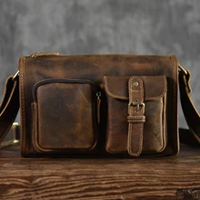 Men's Bags Crazy Horse Genuine Leather Vintage Crossbody Bags for Men Messenger Bag Men's Single Shoulder Bag leather handbag niuboa genuine leather shoulder bags 100% vintage leather handbag tote women cowhide handbags crazy horse leather messenger bag