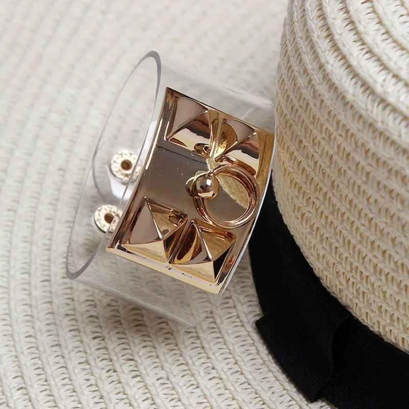 

TVVOVVIN European Korean Wild Exaggeration 2019 New Street Transparent PVO Metal Bangle Bracelet All-match Q261
