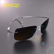 Новые безвинтовые бескаркасные ультралегкие бескаркасные без оправы титановые поляризованные солнцезащитные очки высокого качества фиолетовые черные оттенки